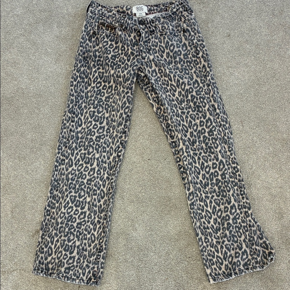 Urban Outfitters Leopard Print Straight Leg Jeans